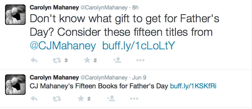 2015-06-11 Carolyn tweets on CJ books