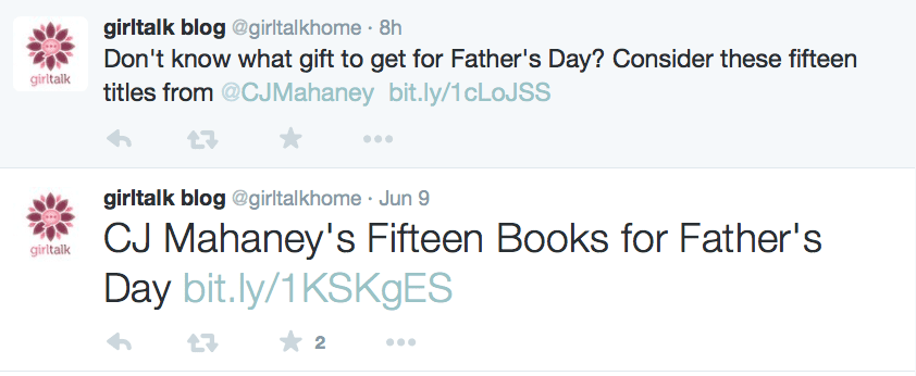 2015-06-11 Girltalk tweets on CJ's book suggestions