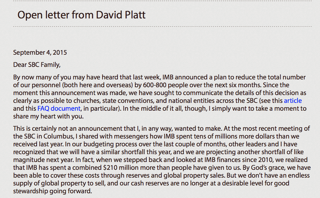 2015-09-12 Open letter from Platt on SBC financial woes