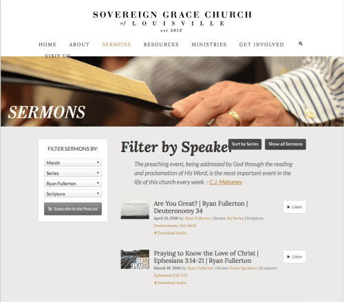 Ryan Fullerton 2 sermons at Mahaney church