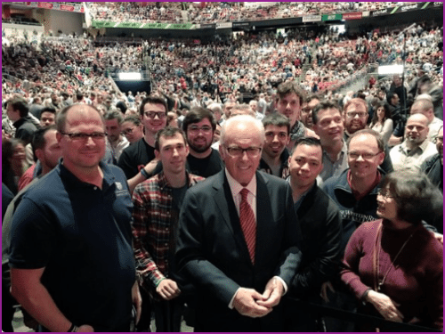 John MacArthur at the 2016 T4G conference, surrounded by his worshippers.