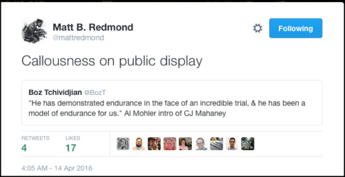 2016-05-12 Redmond:Boz tweet about Mohler:Mahaney