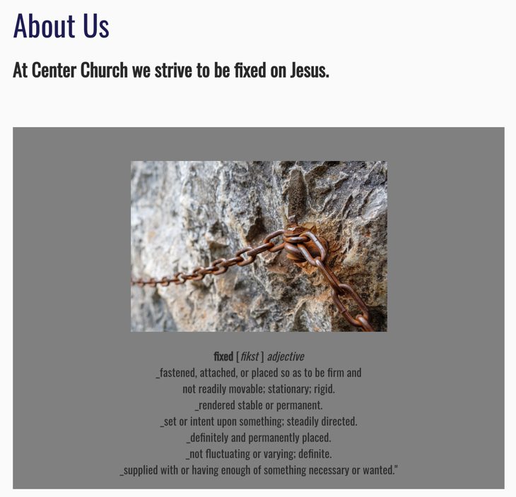 Weird About Us Page For Sovereign Grace Gilbert