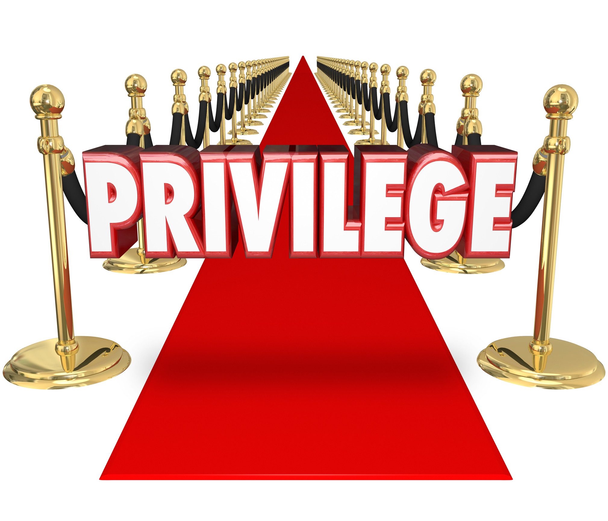 red carpet with word privilege written above it